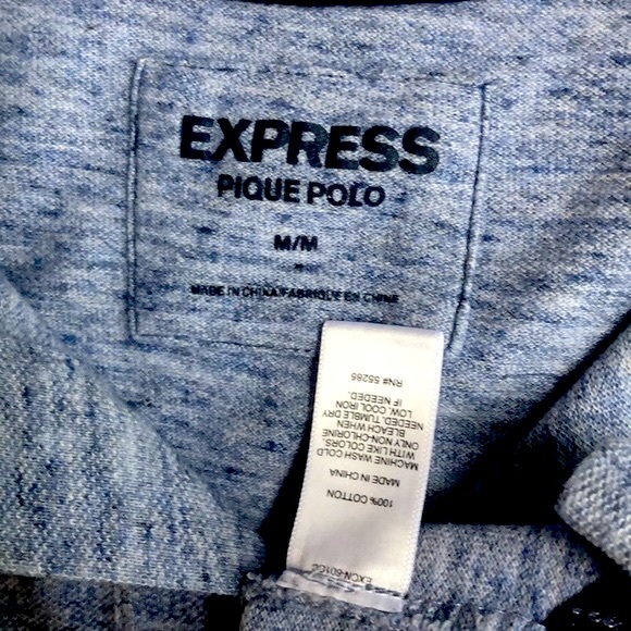Express Men's 100% Cotton Light Blue Pique Polo Short Sleeves Shirt Size M - Picture 8 of 11